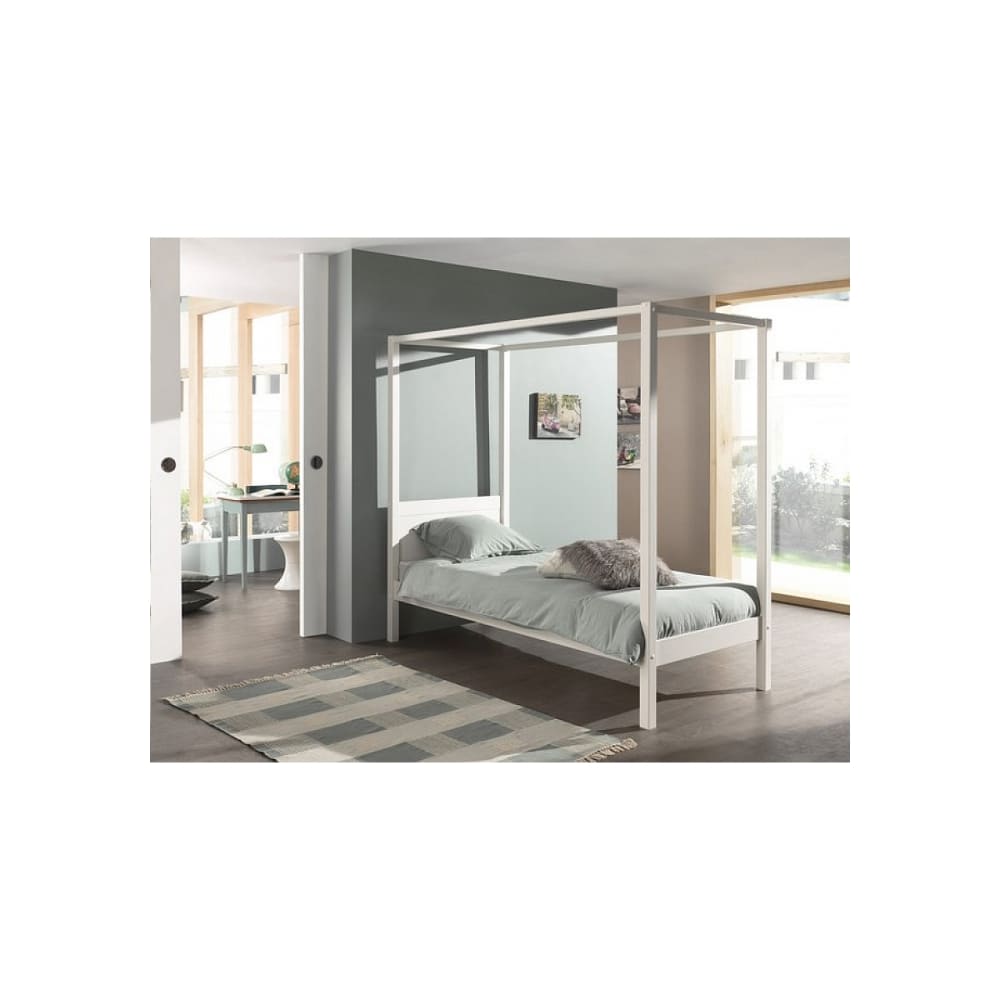 Vipack PINO Lit a baldaquin  90x200cm  Blanc