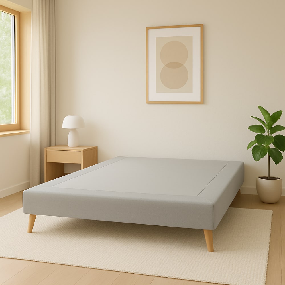 Sommier tapissier nordique gris 140x190 avec renfort antidérapant