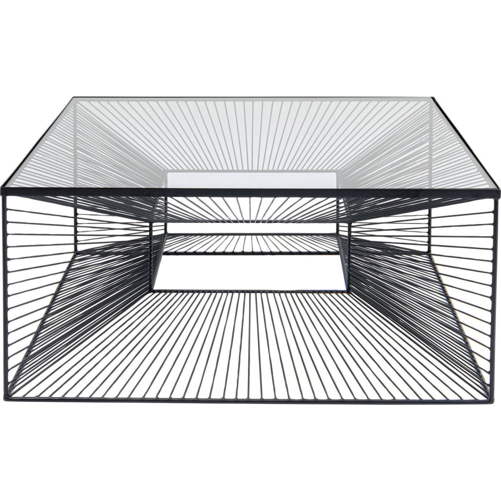 Kare Design Couchtisch aus Glas und Stahl, schwarz, 80x80cm style modern - Glas
