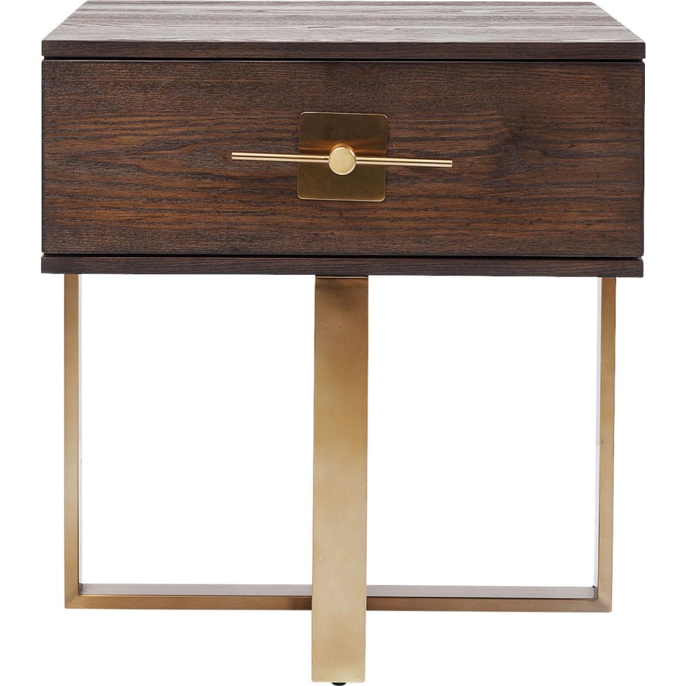 Kare Design Nachttisch mit Schublade aus Holz und Edelstahl, braun - Spanplatte