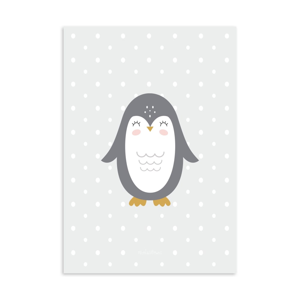 Poster da parete Pinguino 30x40cm - Grigio - Carta