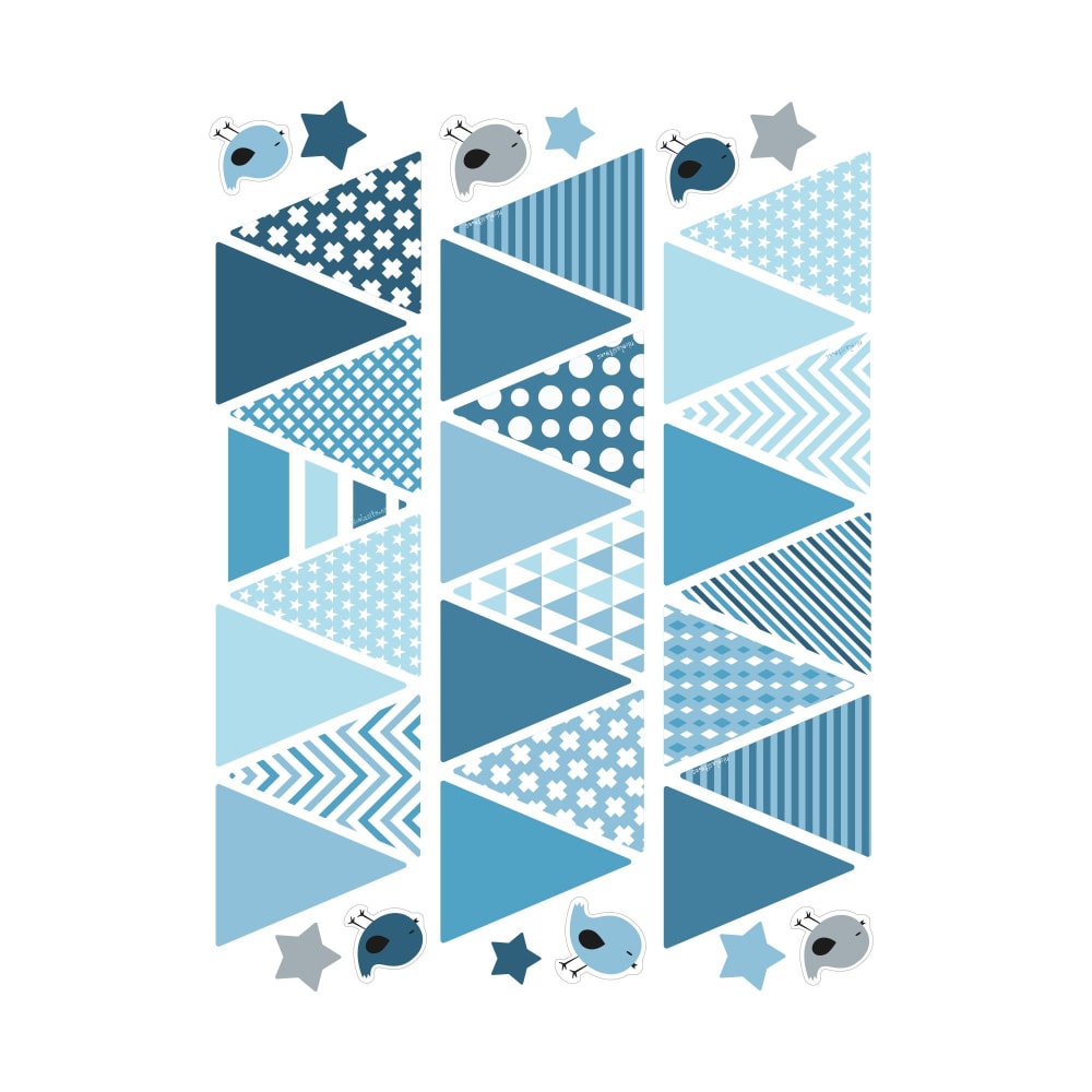 Banderines adhesivos pared azul 6x7cm