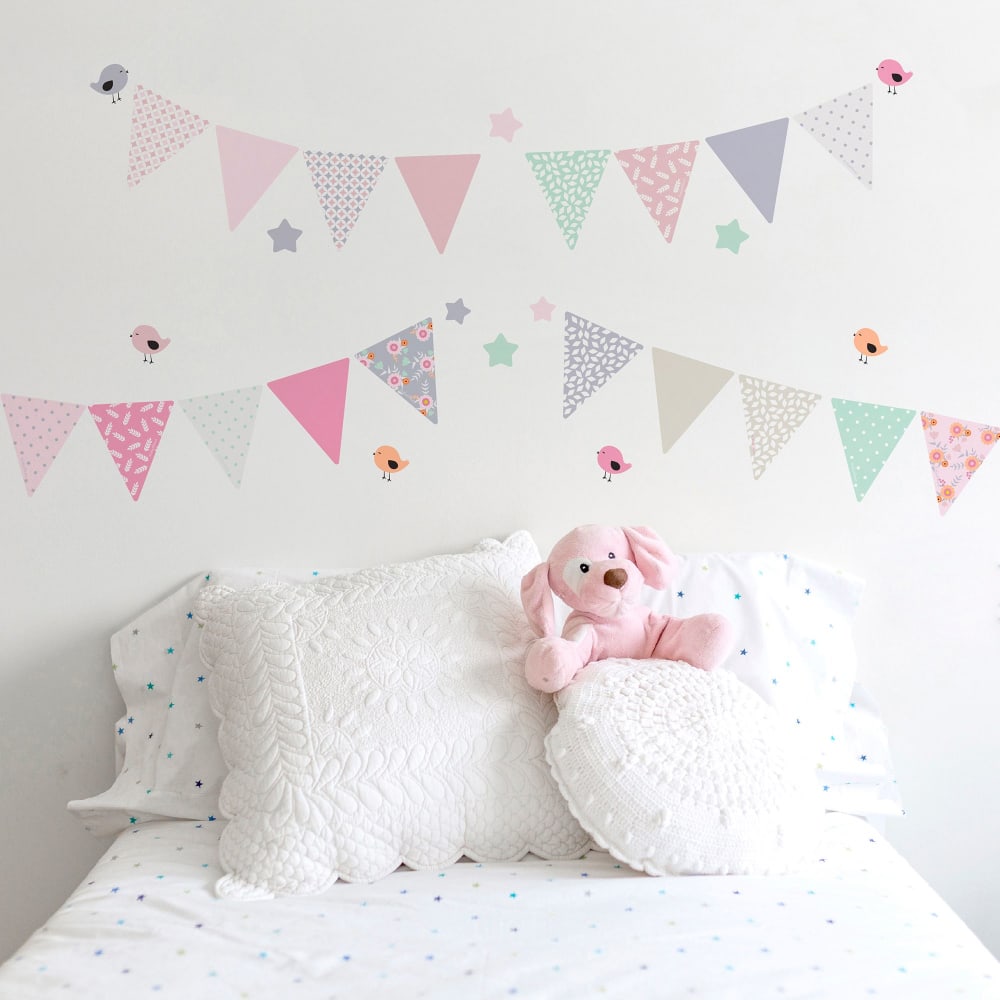 Banderines adhesivos pared rosa 10x12cm - Maisons du Monde