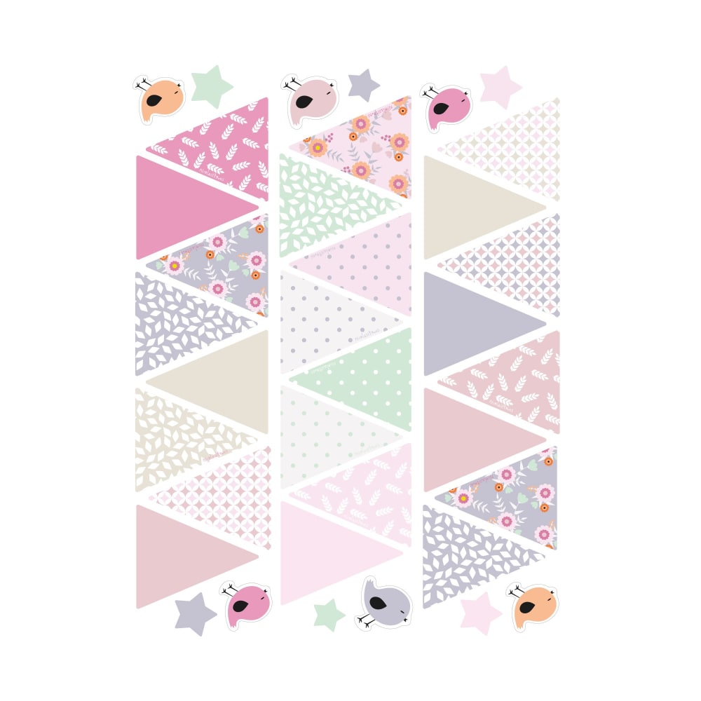 Banderines adhesivos pared rosa 6x7cm