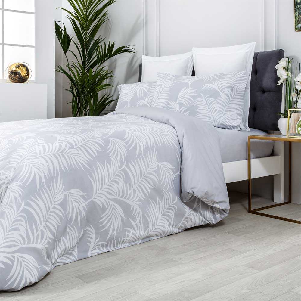 Funda nórdica 100% algodón orgánico gris 150x220 cm cama 90