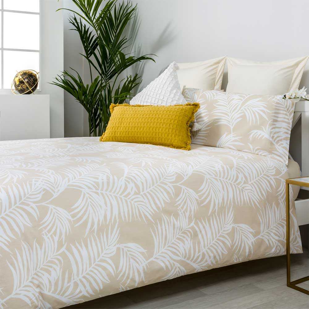 Funda nórdica 100% algodón orgánico beige 150x220 cm cama 90