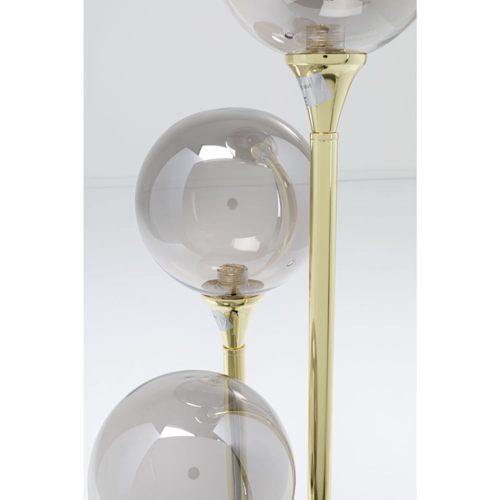 Lampadaire 3 globes en verre, acier doré et marbre h83 — vue 4