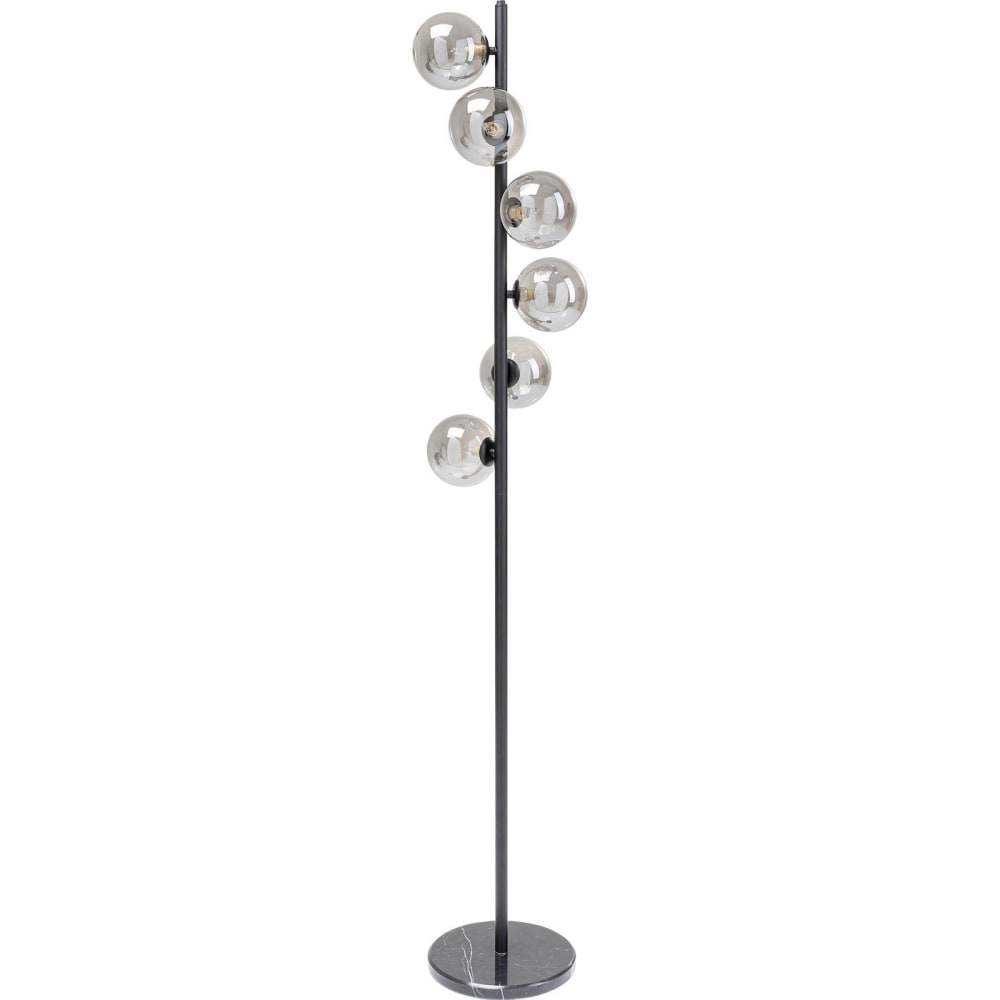 Stehleuchte aus Stahl mit 6 Glasschirmen, schwarz, H160cm -