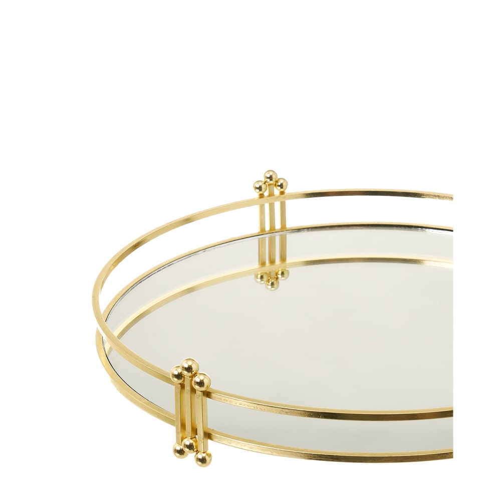 Plateau rond en métal doré et miroir 30x30x5cm - Maisons du Monde