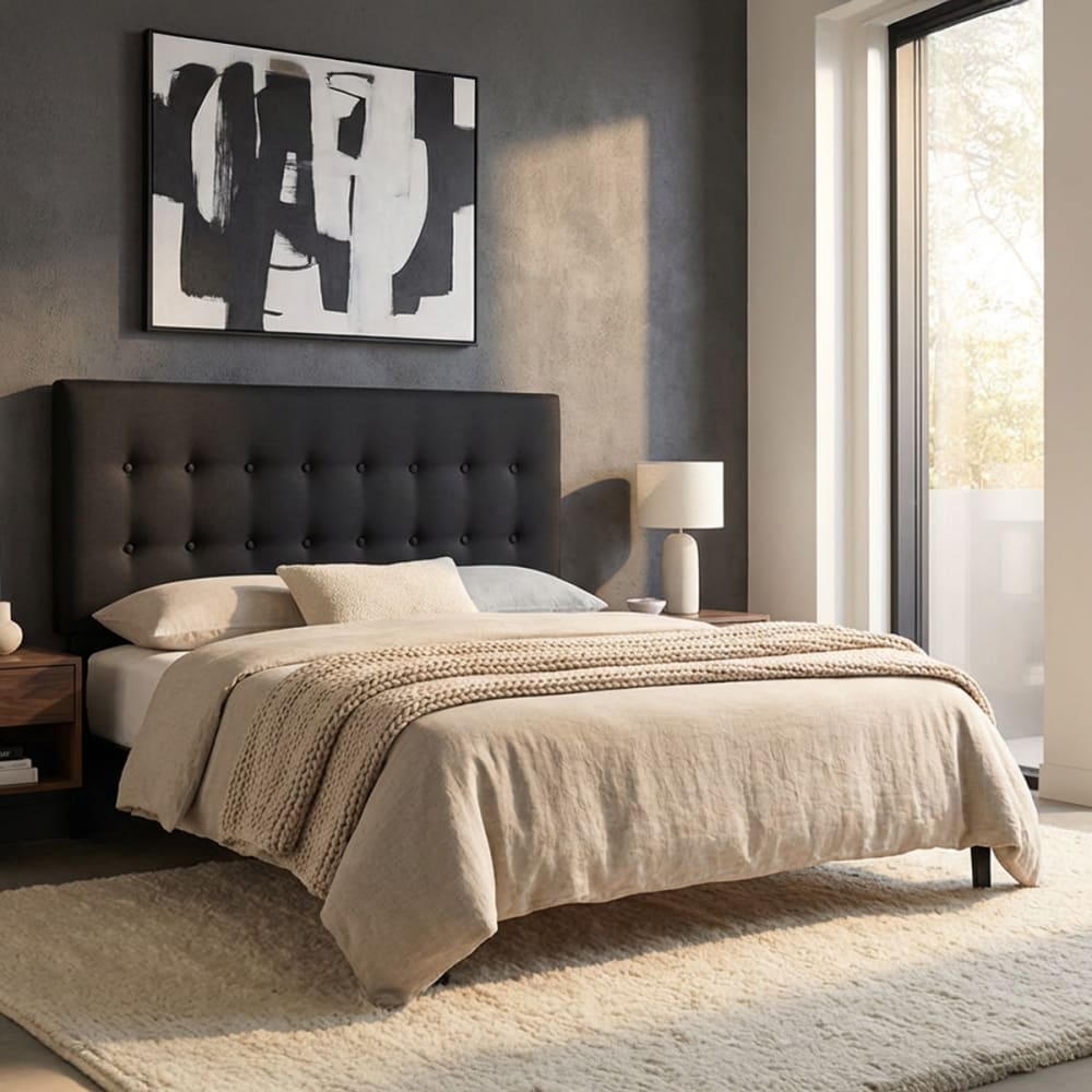 Lit capitonné gris anthracite 140x60
