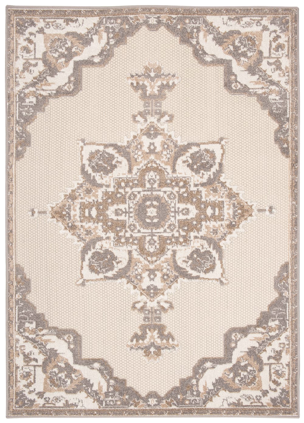 Alfombra interior exterior 3d beige gris crema marrón 120x170cm