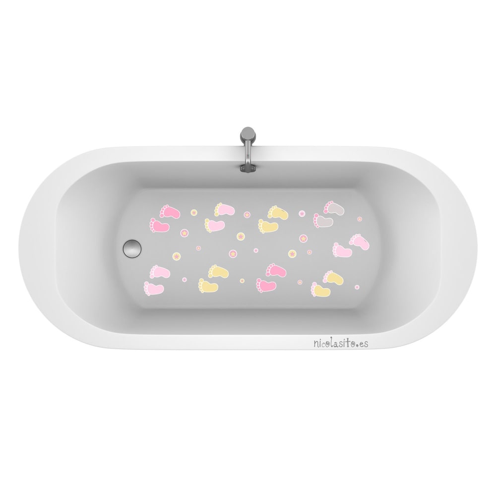 Adesivi antiscivolo per vasche da bagno piedi rosa - Nicolasito