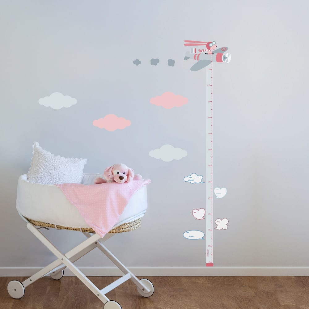 Pegatina vinilo medidor aviador rosa y gris - Maisons du Monde