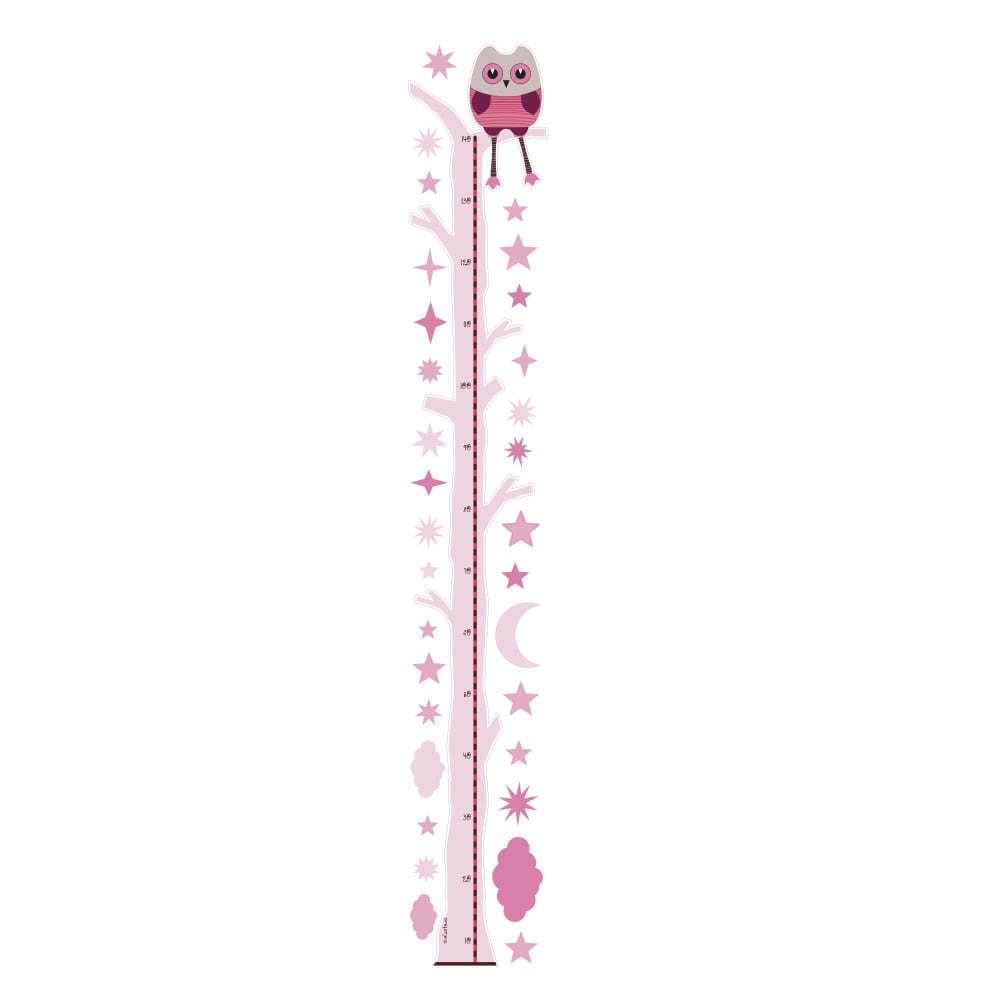Medidor adhesivo de pared búho rosa