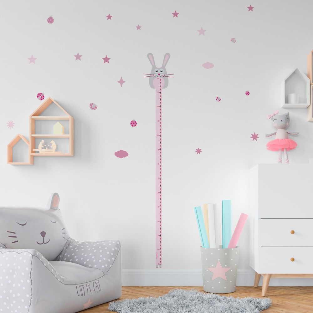 Medidor pegatina pared conejo rosa - Maisons du Monde