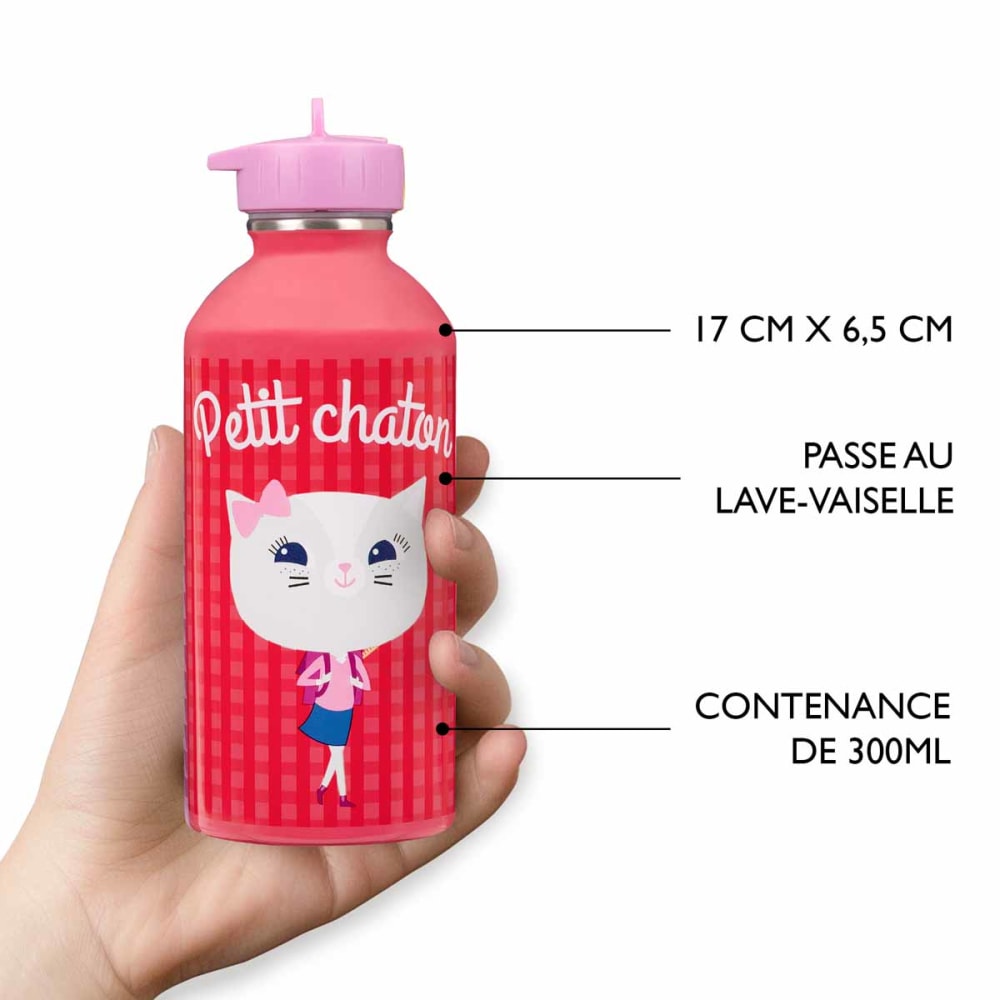 Gourde Inox Enfant - Petit Chaton - Rose - Maisons du Monde