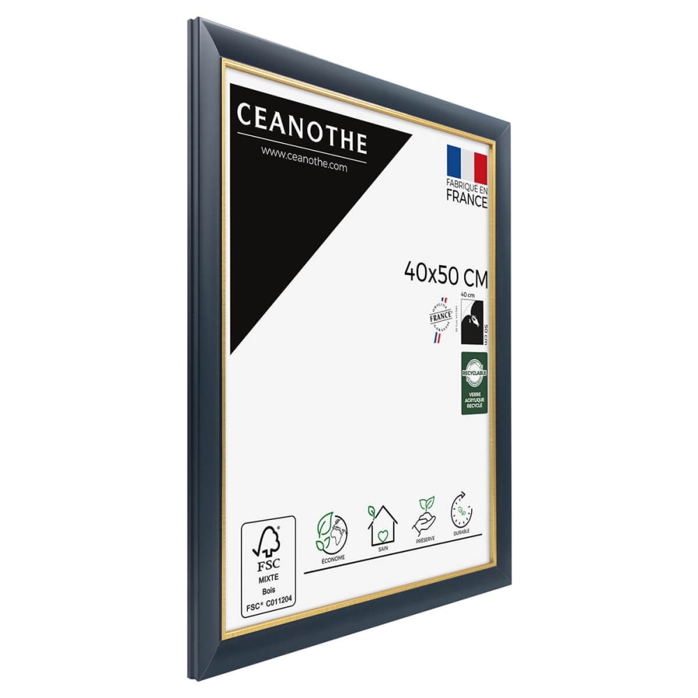 Cadre photo bleu doré 40x50 cm résine recyclée — vue 4