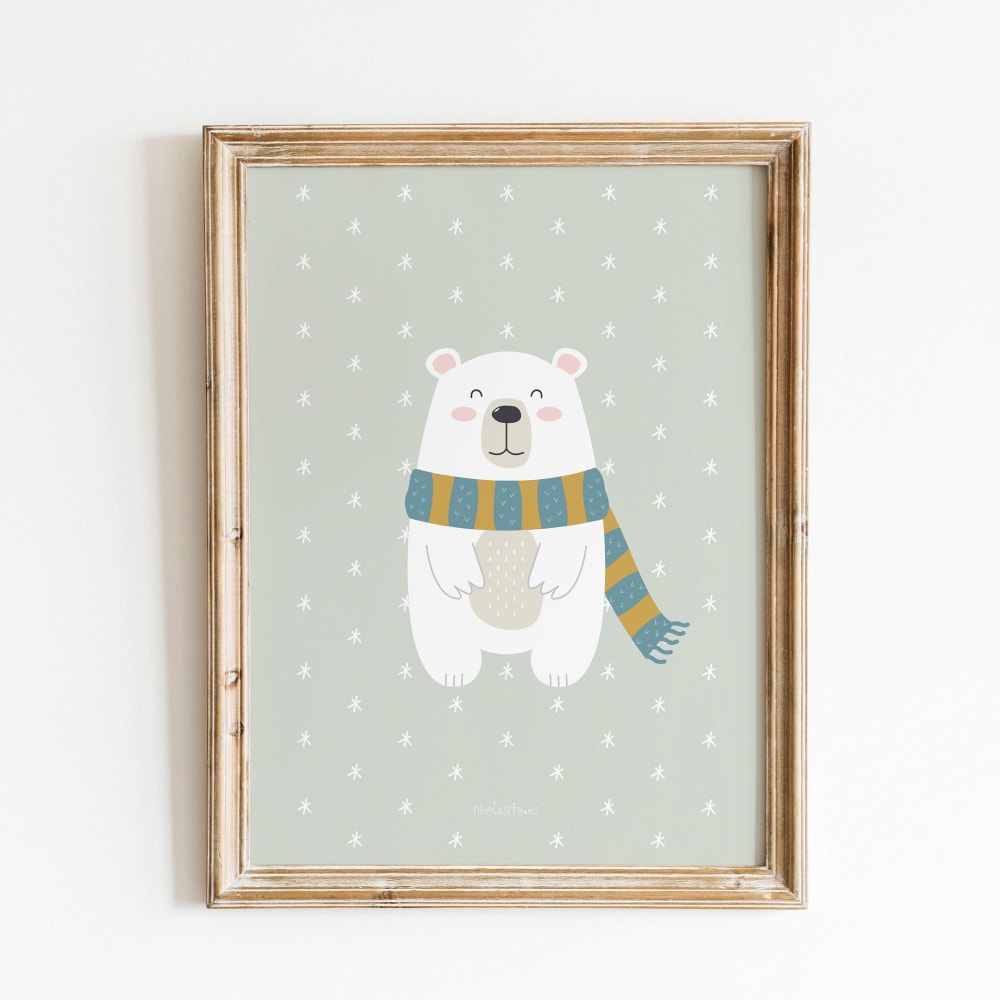 Lámina decorativa infantil papel Oso polar 21x30cm - Maisons du Monde
