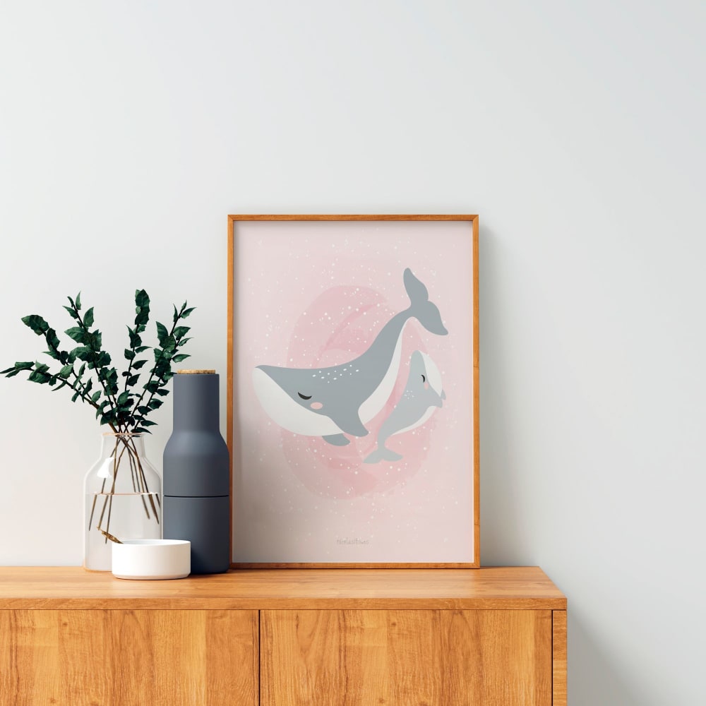 Lámina decorativa Mamá Ballena rosa 21x30cm - Maisons du Monde