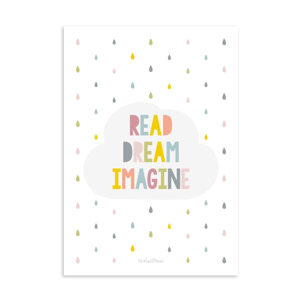 Póster de pared papel Read, Dream, Imagine 21x30