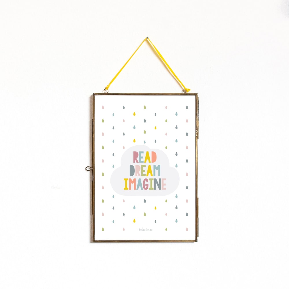 Poster in carta da parati Read, Dream, Imagine multicolore