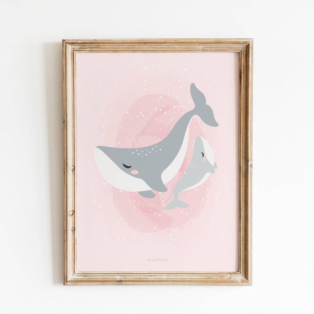 Poster decorativo madre Balena rosa 30x40cm - Nicolasito