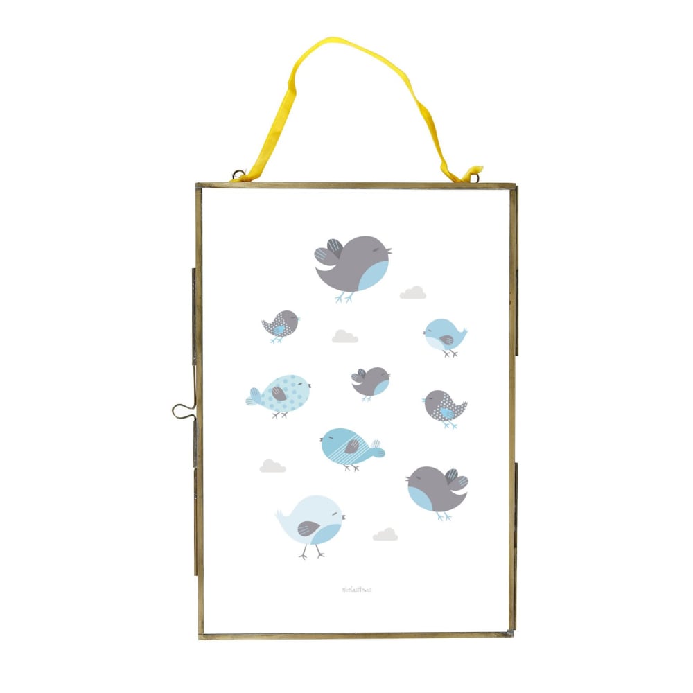 Póster de pared papel Pajaritos azul 30x40cm - Maisons du Monde