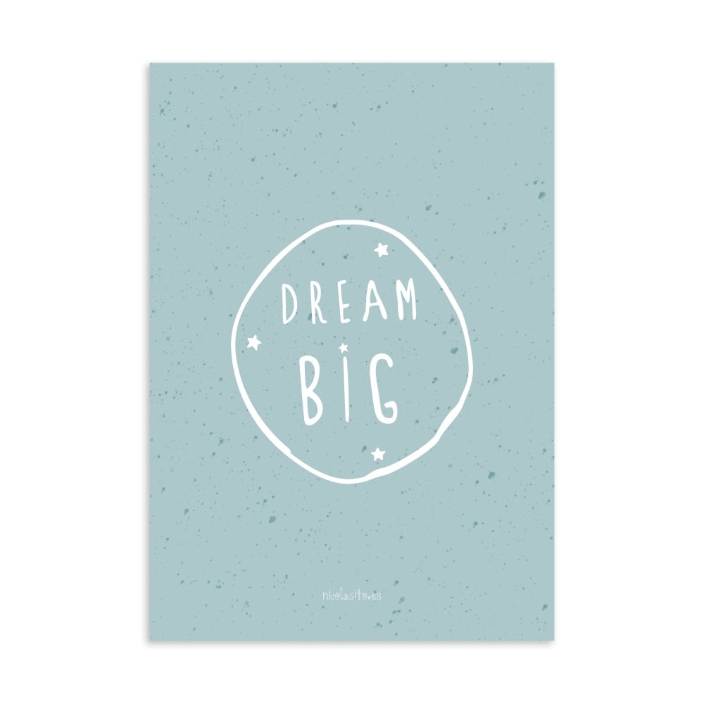Poster in carta Dream Big blu 21x30cm - Carta