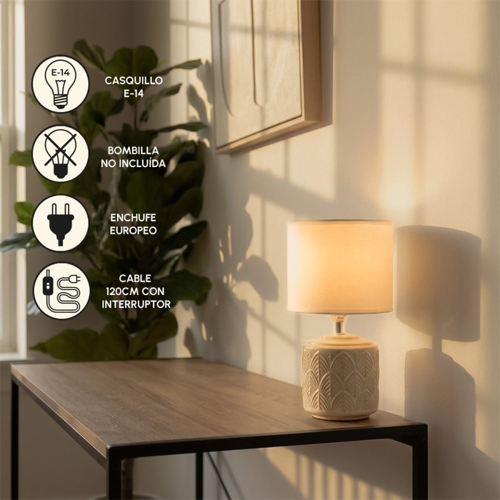Lámpara de mesa hojas de cerámica blanca - Maisons du Monde