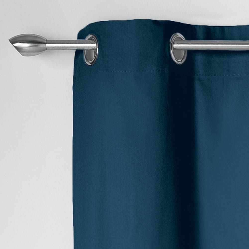 Rideau à œillets 100 % coton panama bleu marine 140x240 cm - Maisons du Monde