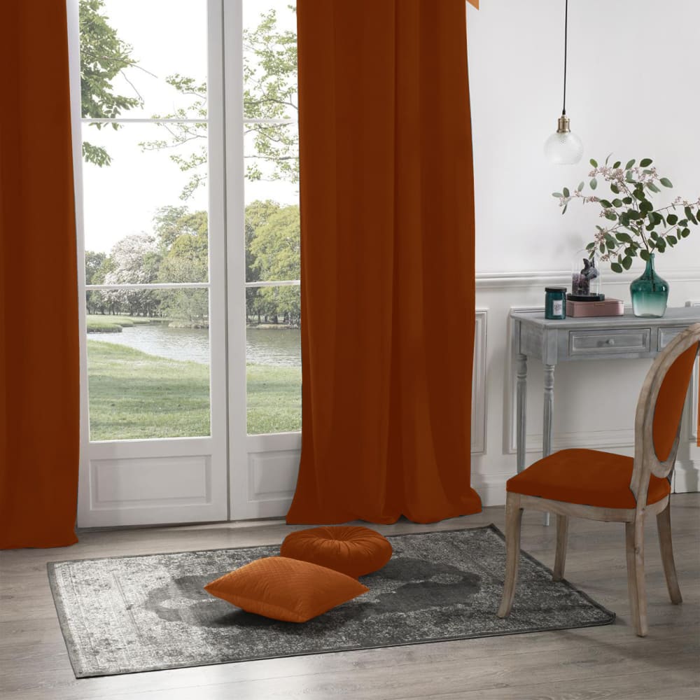 Rideau en velours occultant polyester terracotta 140x260 cm