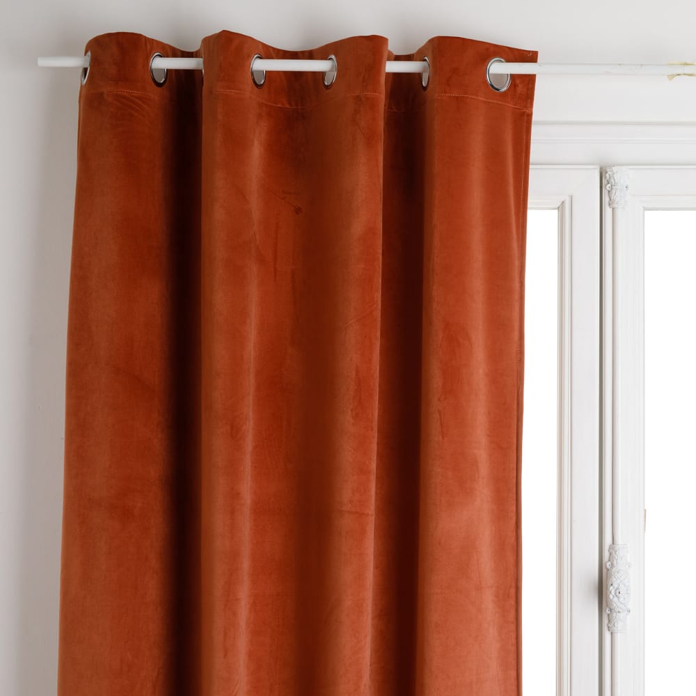 Rideau en velours occultant polyester terracotta 140x260 cm - Maisons du Monde