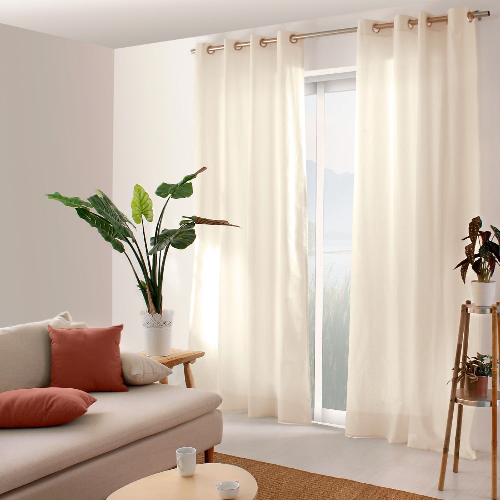 Rideau coloré en pur coton 8 œillets ecru 135x240 cm