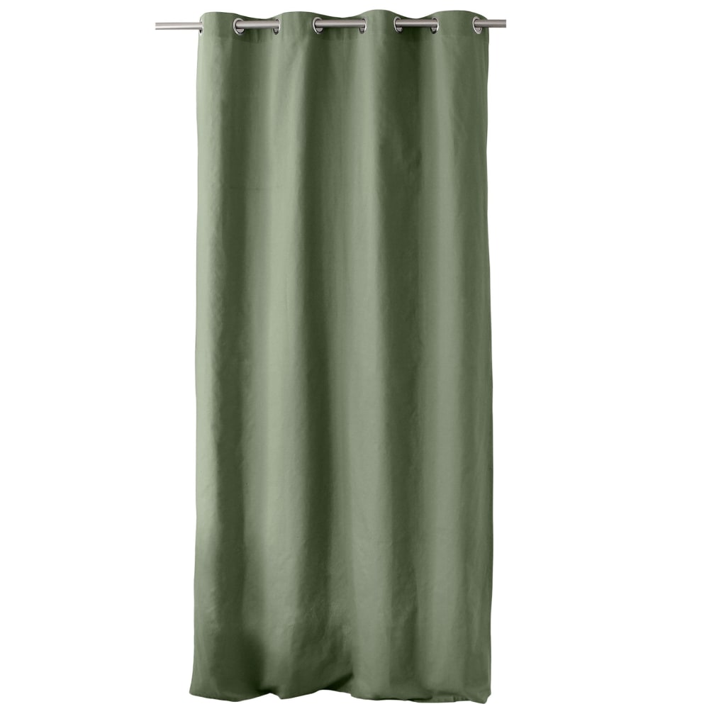 Rideau coloré en pur coton 8 œillets kaki 135x240 cm - Maisons du Monde