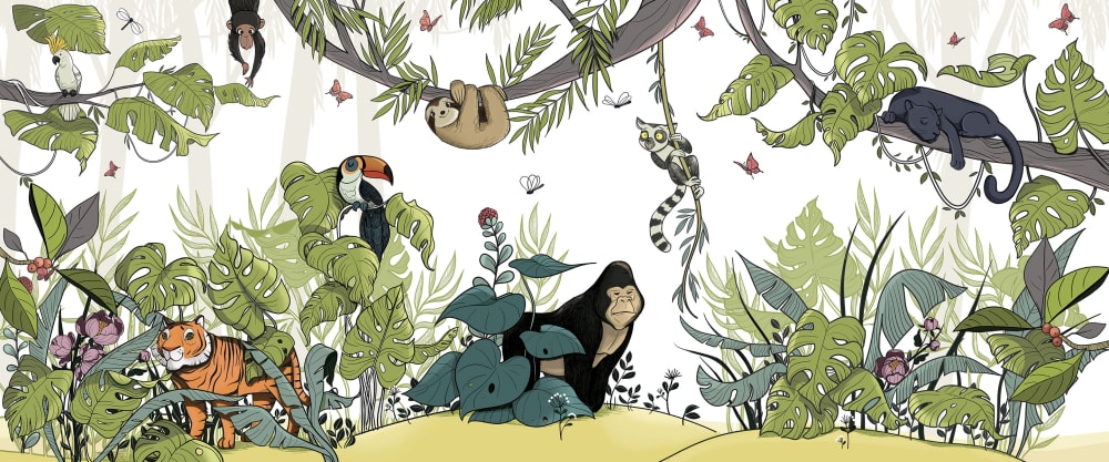 Papier peint panoramique enfant Jungle s clair,  425 x 250cm