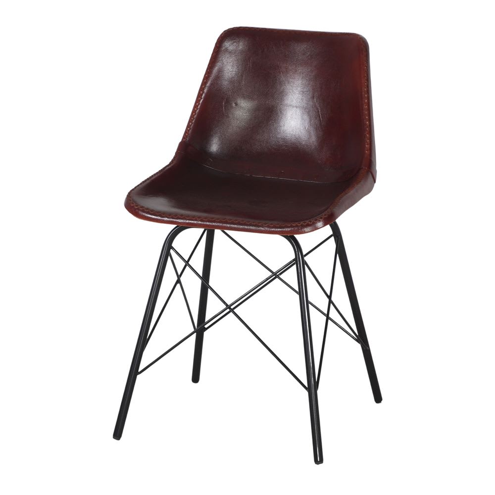 Silla de piel camelot - marrón - 82x46x50