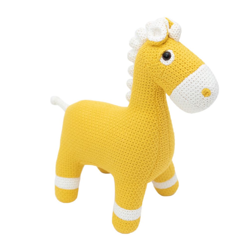 Peluche mini cheval 100% coton jaune