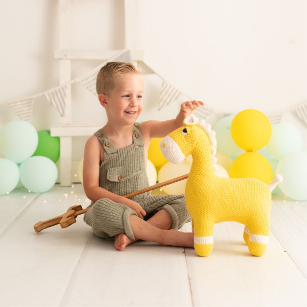 Peluche mini cheval 100% coton jaune - Maisons du Monde