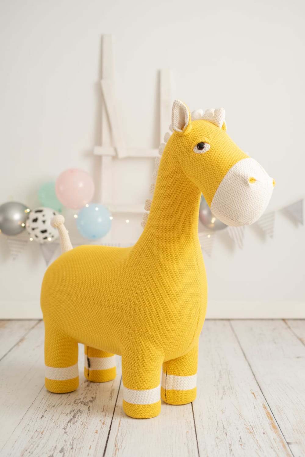 Cheval en peluche siège maxi en 100% coton jaune - Maisons du Monde