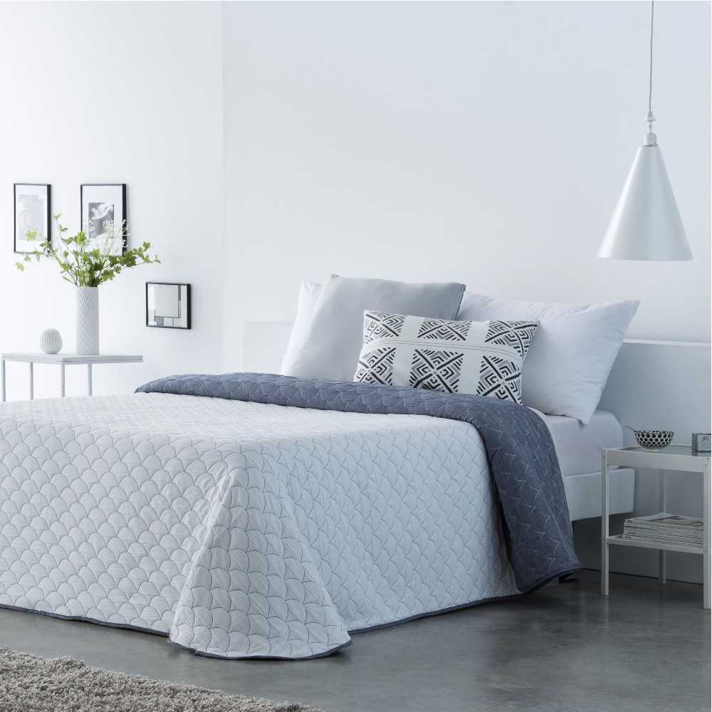 Colcha primavera verano algodón poliéster gris 260x260 cm cama de 160 - Maisons du Monde
