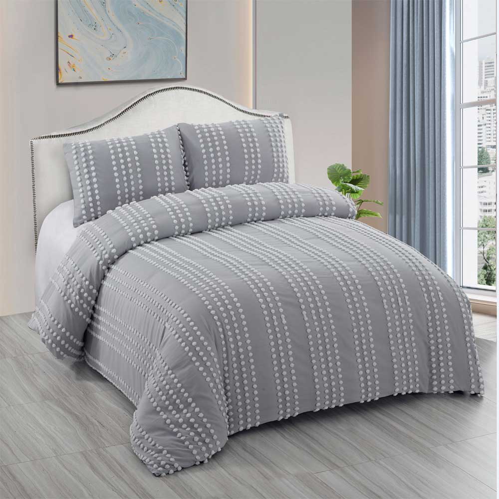 Funda Nordica microfibra bambula gris (220 X 220 cm) Cama de 135