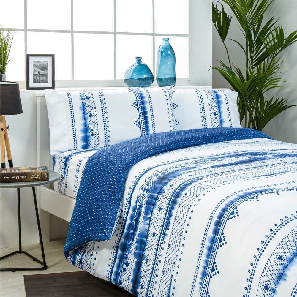Funda nórdica reversible microfibra azul 220x220 Cama de 105