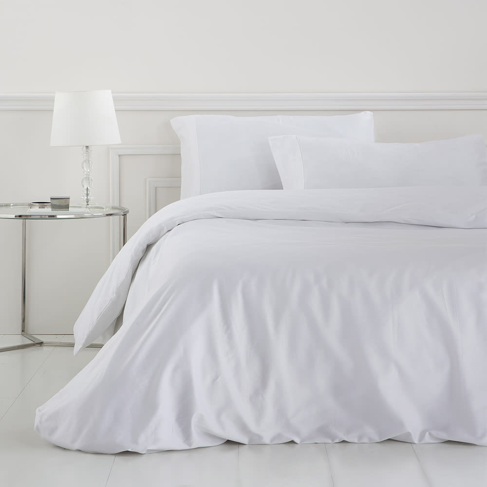 Funda nórdica Saten Algodon Egipcio 400 Hilos blanco 240x220 Cama 150 - Maisons du Monde