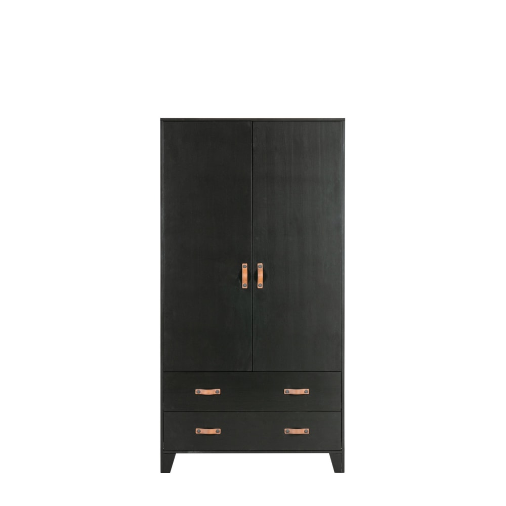 WOOOD 2-türiger Schrank aus Holz, schwarz style modern - Holz