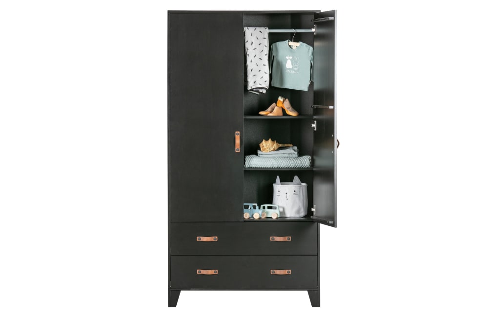 Armadio 2 ante in legno nero - WOOOD