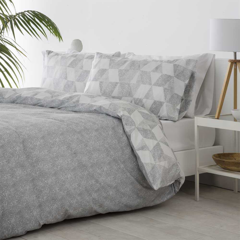 Funda nórdica reversible microfibra gris 220x220 Cama de 105 - Maisons du Monde
