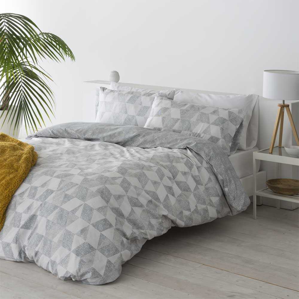 Funda nórdica reversible microfibra gris 150x220 Cama de 90