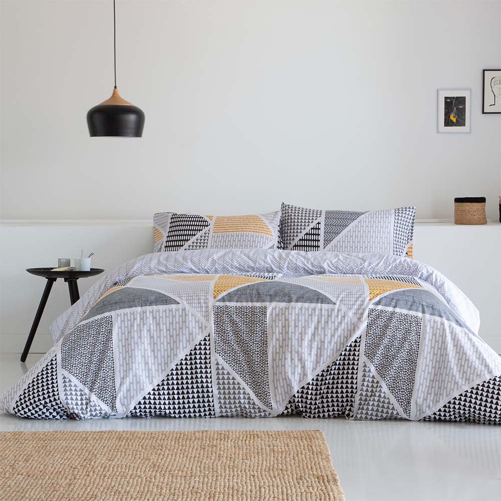 Funda Nordica Reversible algodón poliéster gris 150 X 260 Cama de 90 - Maisons du Monde