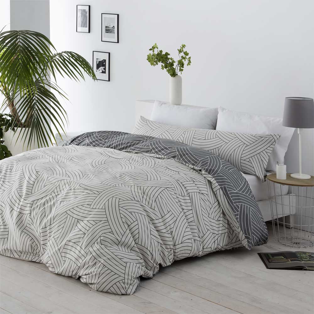 Funda nórdica reversible microfibra gris 150x220 Cama de 90