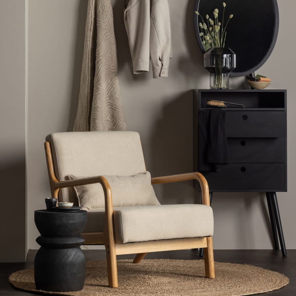 Taburete de madera ø28cm - negro - Maisons du Monde